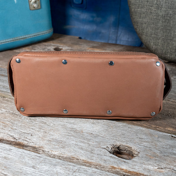 Leather Dopp Kit with Waxed Denim Mini Bag