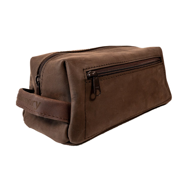 Leather Dopp Kit with Waxed Denim Mini Bag