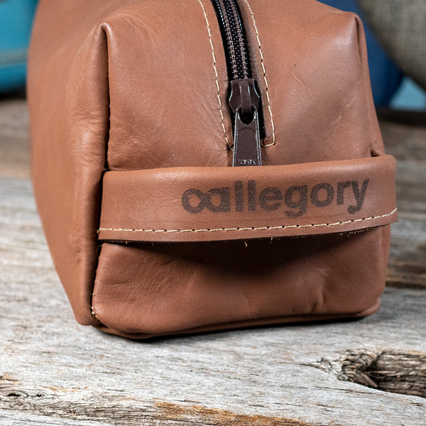 Leather Dopp Kit with Waxed Denim Mini Bag