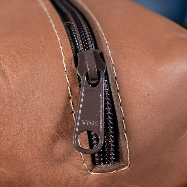 Leather Dopp Kit with Waxed Denim Mini Bag