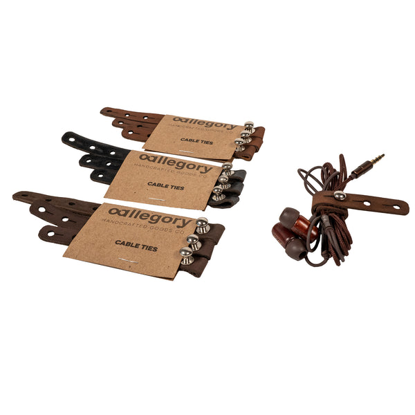 Cable Ties | Set of Three Leather Cable Strap Organizers