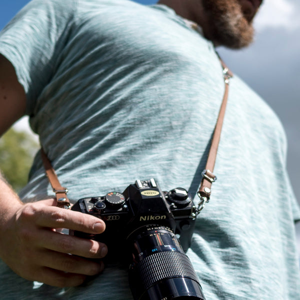 Content Camera Strap | Leather Three-way Crossbody, Neck Strap, & Wrist Leash