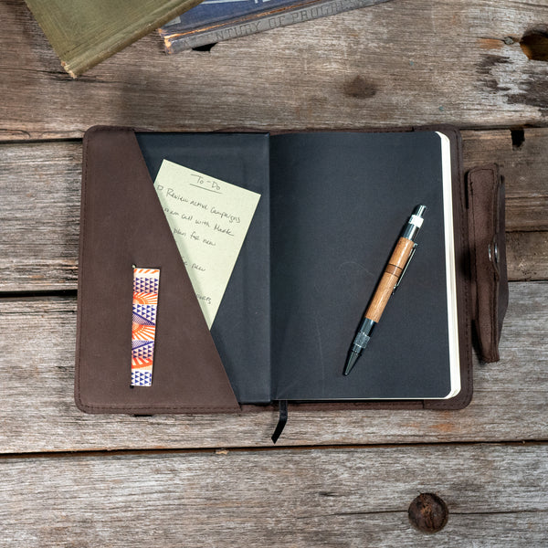 Frost A5 Journal | Refillable Leather Cover for A5 Notebooks with Pen Sleeve