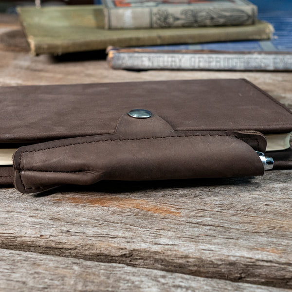 Frost A5 Journal | Refillable Leather Cover for A5 Notebooks with Pen Sleeve