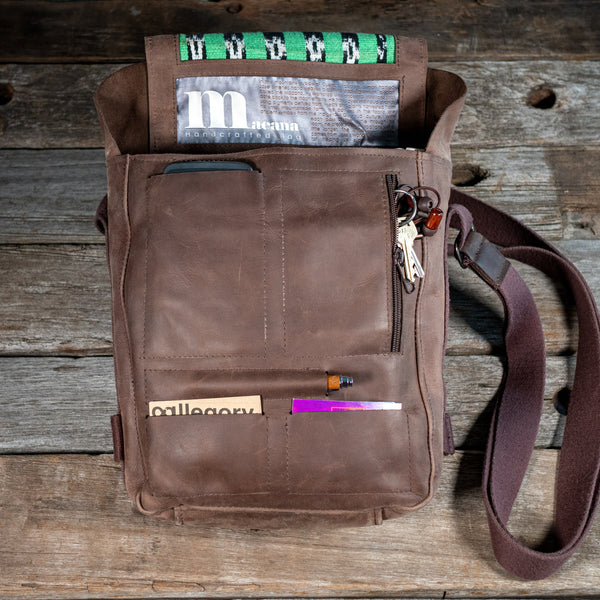 Waxed Canvas Day Bag / Small Messenger Bag/ Kangaroo Bag With 