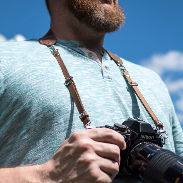 Content Camera Strap | Leather Three-way Crossbody, Neck Strap, & Wrist Leash