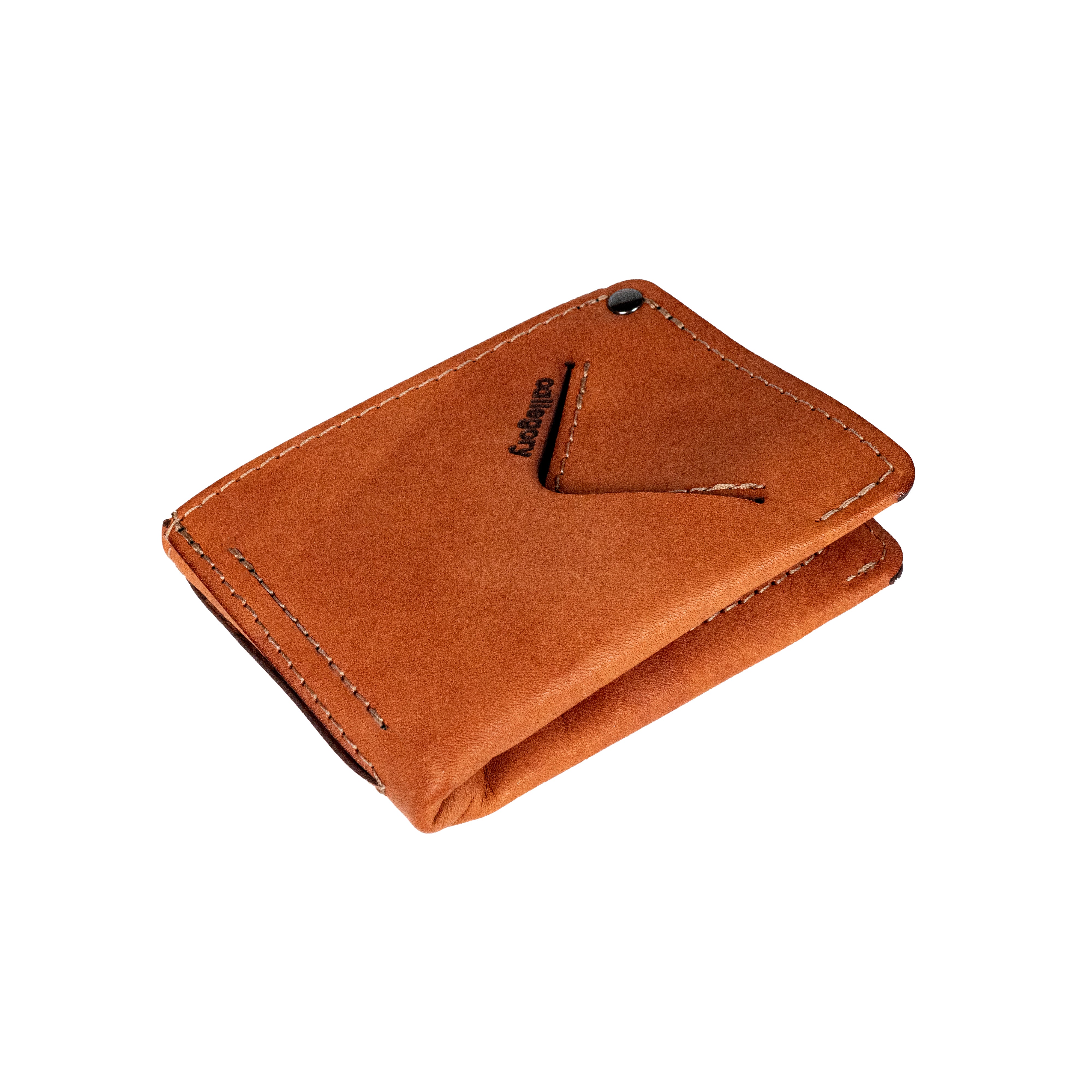Check and Leather Folding Card Case in Charcoal - Men